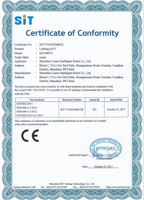 ce certification latent magnetic navigation agv