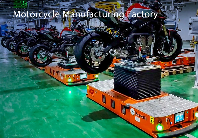 Motorcycle Manufacturing Factory - Application in Main Line, Front Fork, Rear Swing Arm, and Logistics AGV Assembly Line